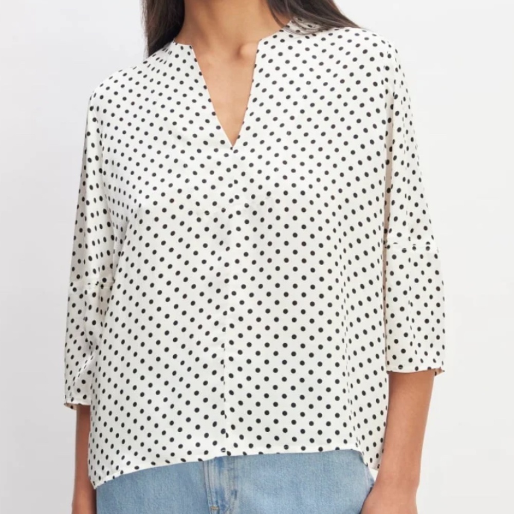 Everlane The Hammered Satin Balloon Sleeve Oversized Viscose Top Women's Size XS